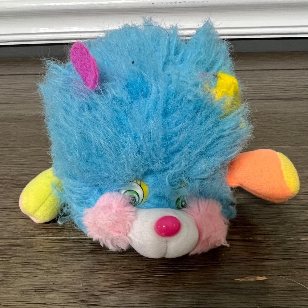 Vintage 1986 Popples Plush Toy Mattel Blue Pink Purple 80s Stuffed Animal 7"